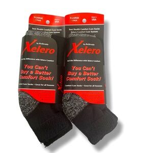 Xelero By Instride Comfort Care Socks Size XL Antimicrobial 2 Pair Black Quarter